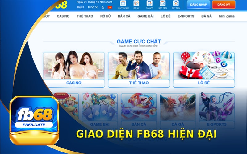 FB68 nổi bật với giao diện khác biệt hiện đại