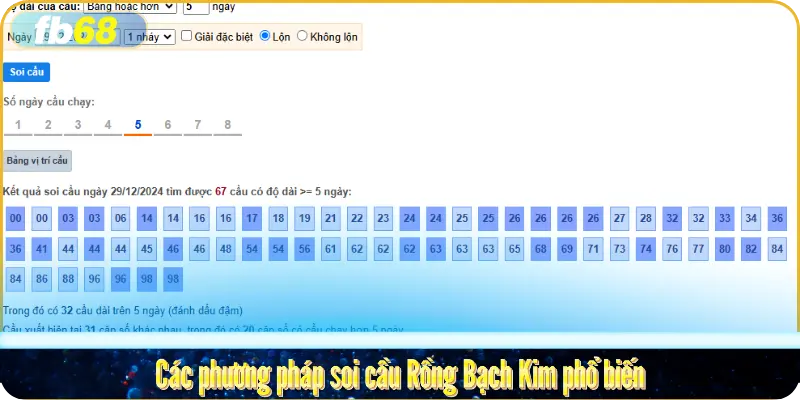 Các phương pháp soi cầu Rồng Bạch Kim phổ biến